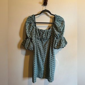 Dress from misguided. Turquoise with black polka dots